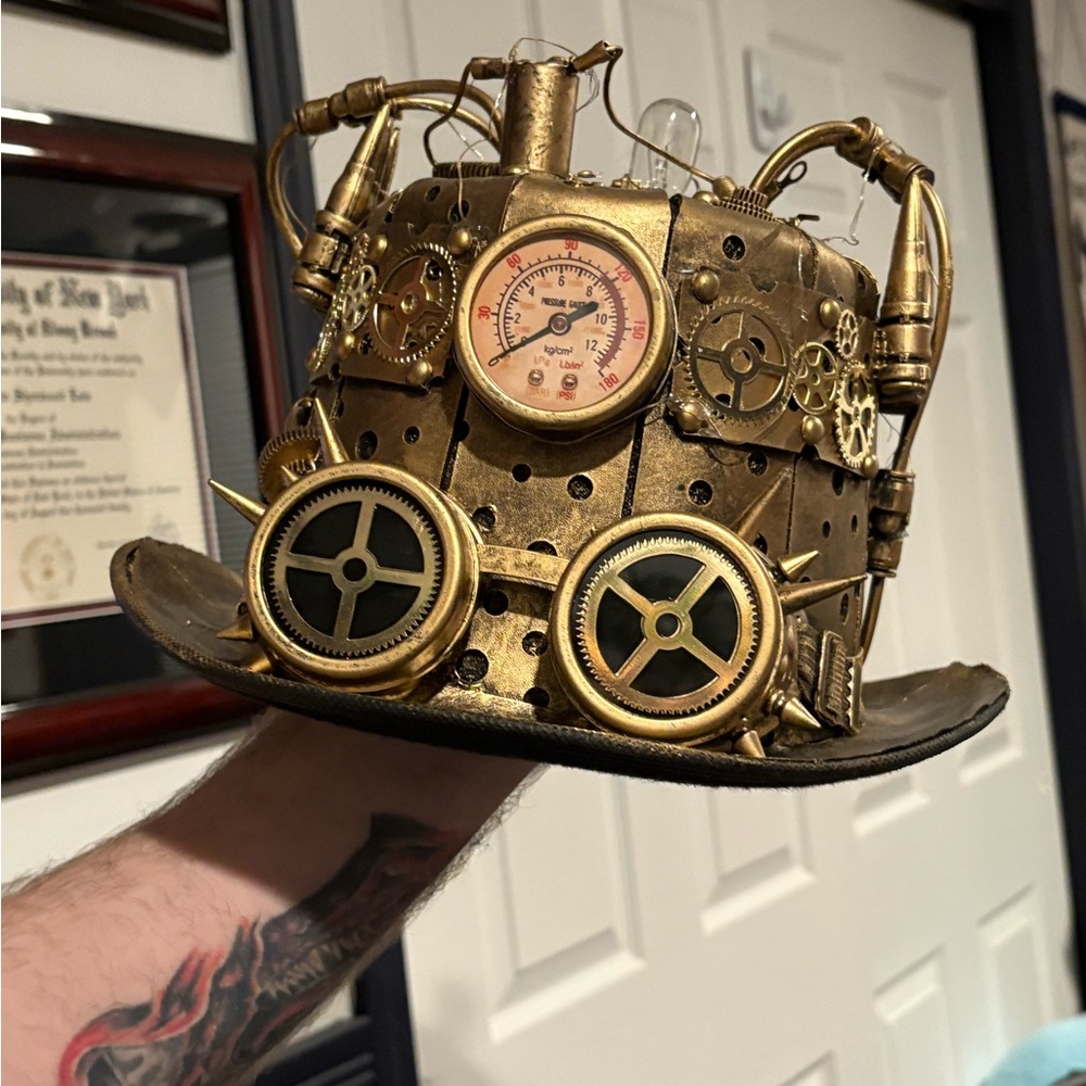 Steampunk Gold Top Hat with Gears